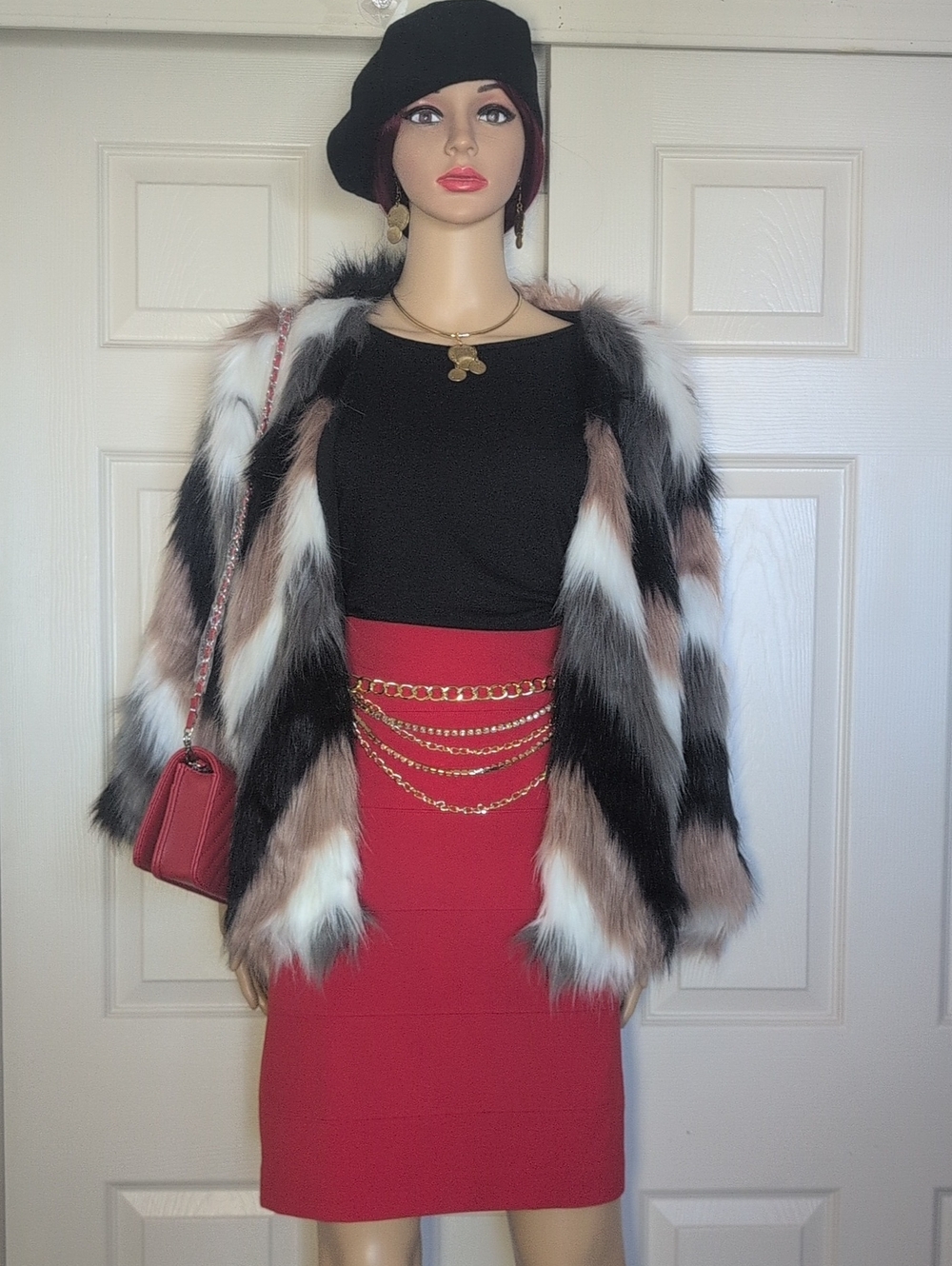 June & Hudson faux fur Jacket& Beret